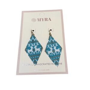 Myra Bag Turquoise and White Geometric‎ Earrings